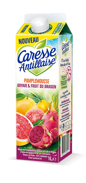 Jus de fruits Pamplemousse, goyave & fruit du dragon / Jus de pamplemousse, goyave et fruit du dragon - Caresse Antillaise, jus de fruits , compotes et sorbets