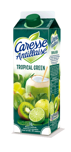 Jus de fruits Tropical Green / Jus Tropical Green - Noix de coco, kiwi, prune de cythère, citron - Caresse Antillaise, jus de fruits , compotes et sorbets