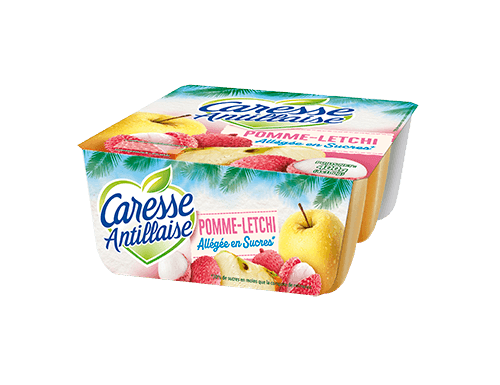 Compote pomme-letchi (allégée en sucres) - Pack de 4 - Compotes Caresse Antillaise