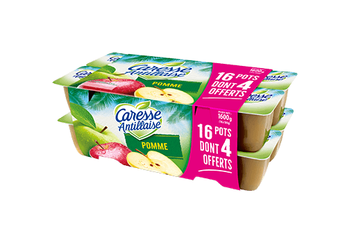 Compote de pomme - Pack de 16 dont 4 offerts - Compotes Caresse Antillaise